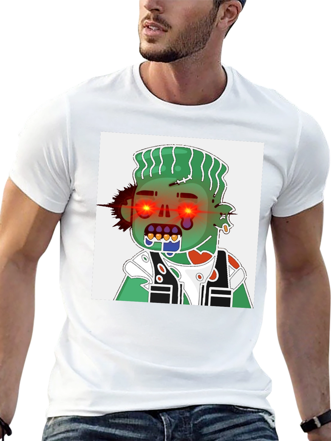 Zombie Cartoon Graphic Black T-Shirt