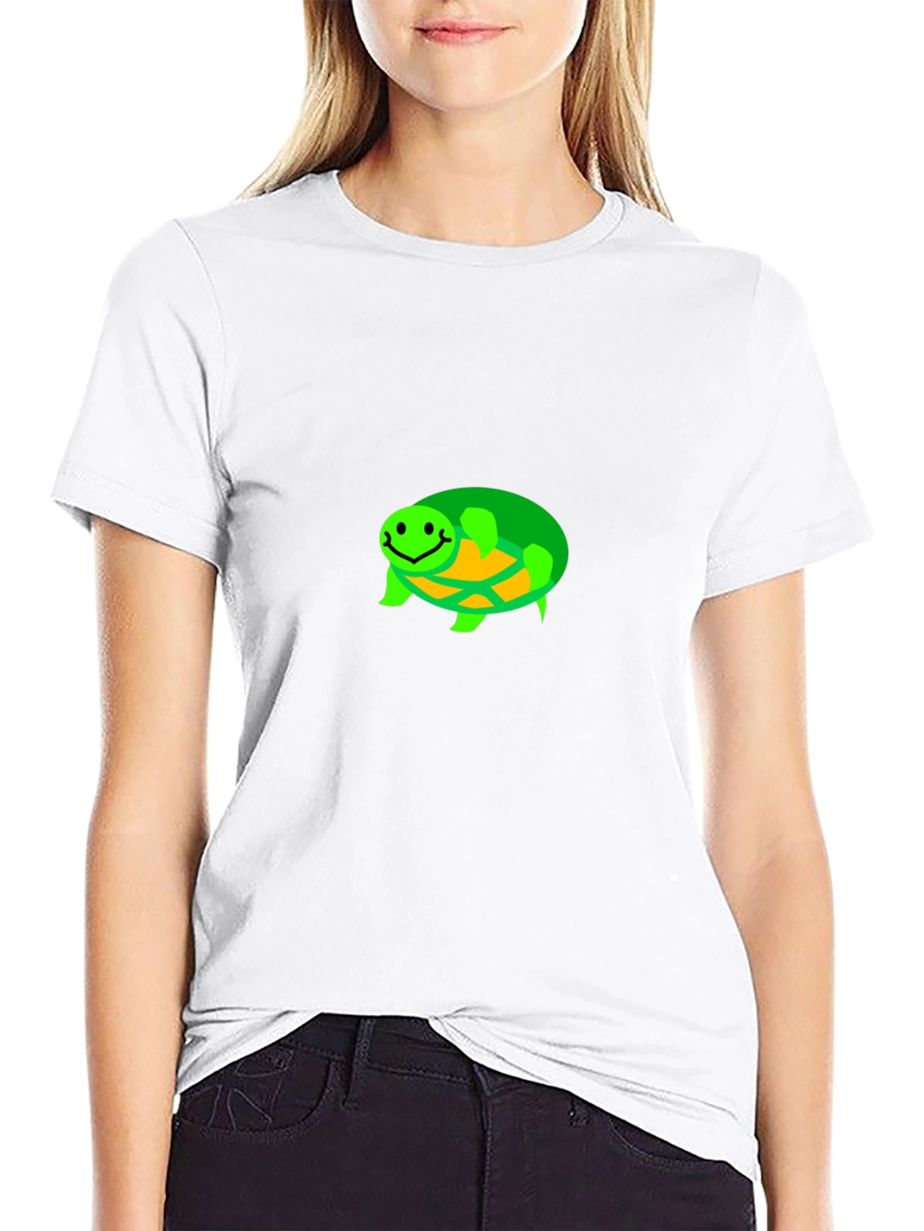 Smiling Turtle Graphic Tee - Black Cotton T-Shirt