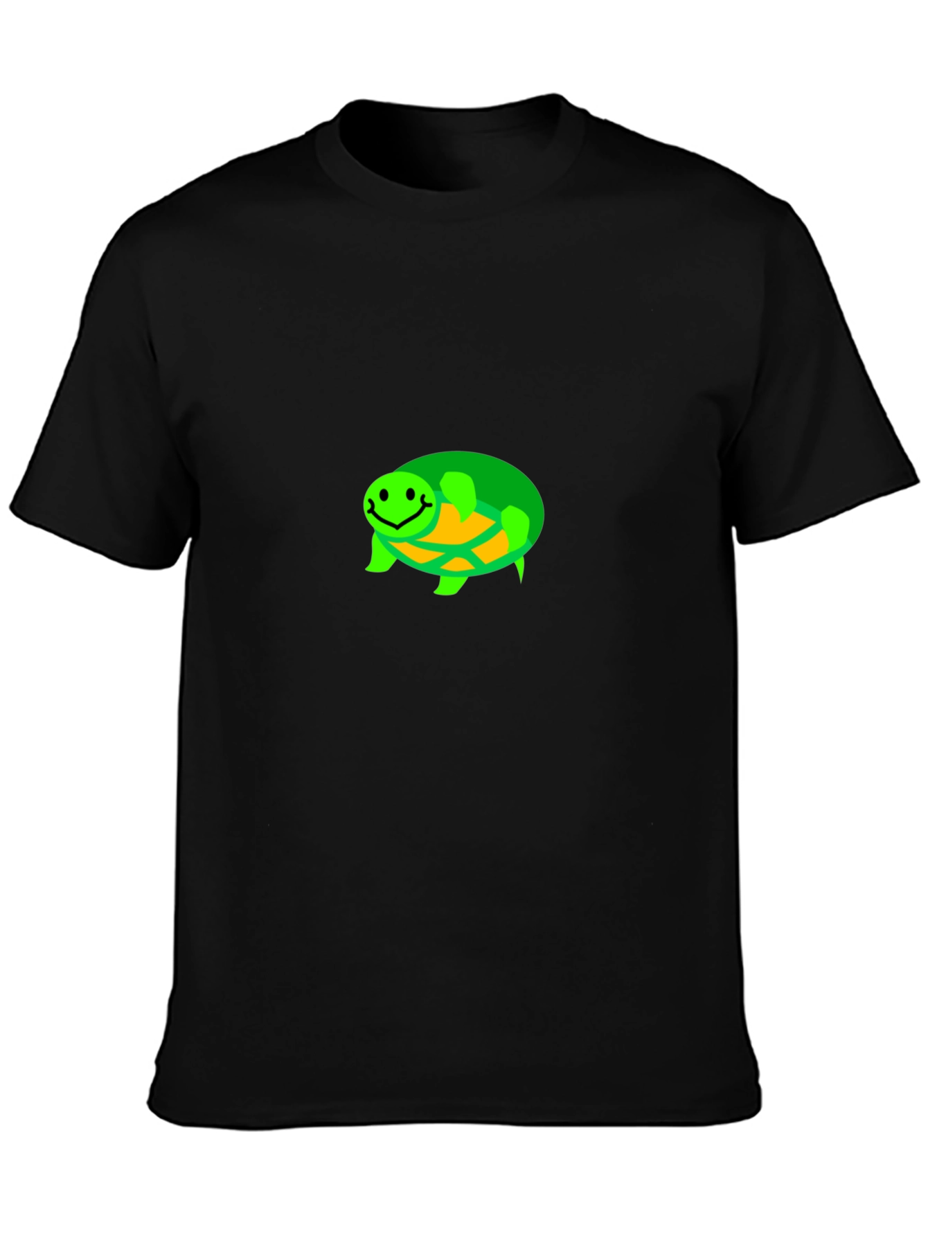 Smiling Turtle Graphic Tee - Black Cotton T-Shirt