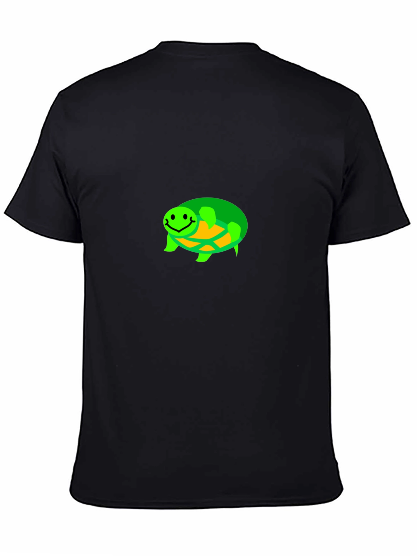 Smiling Turtle Graphic Tee - Black Cotton T-Shirt