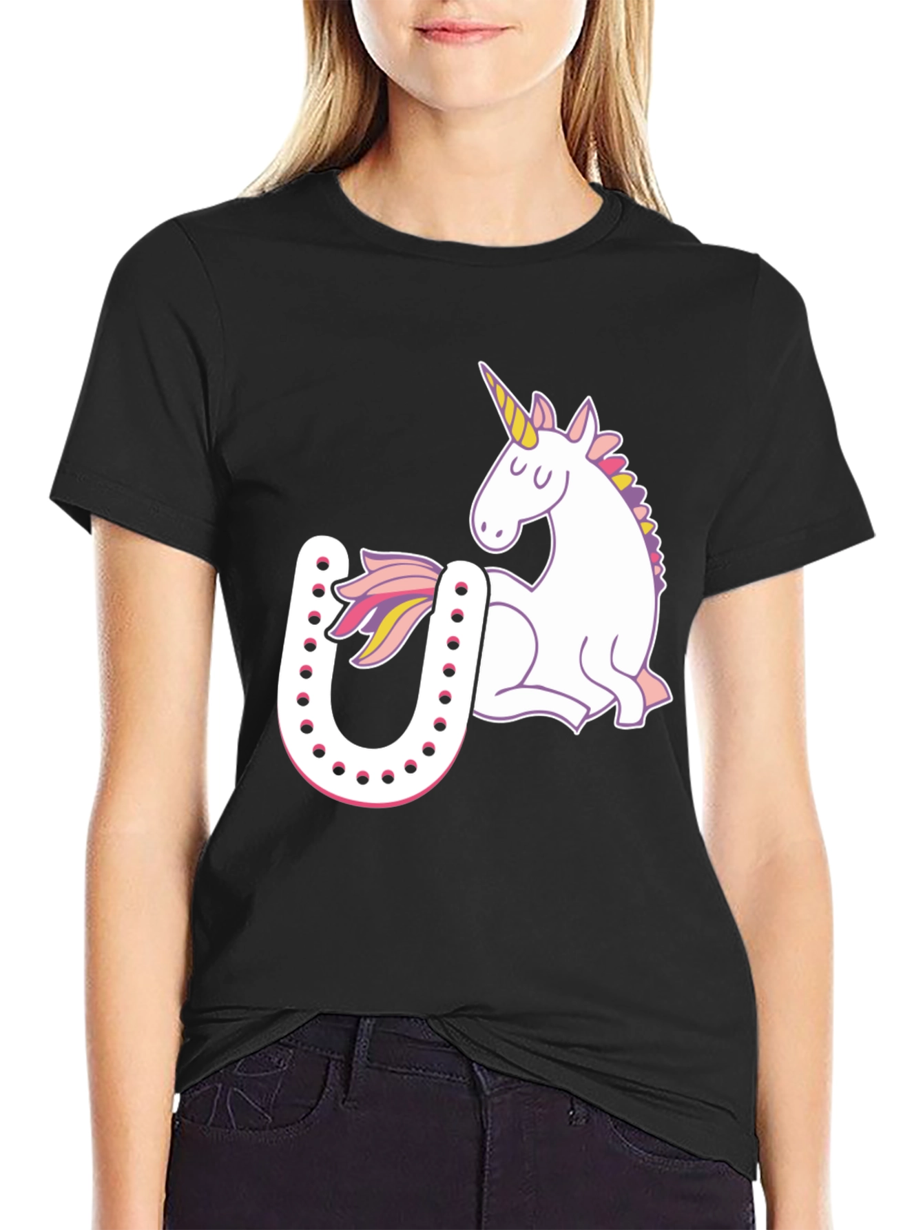 Unicorn Horseshoe Graphic T-Shirt