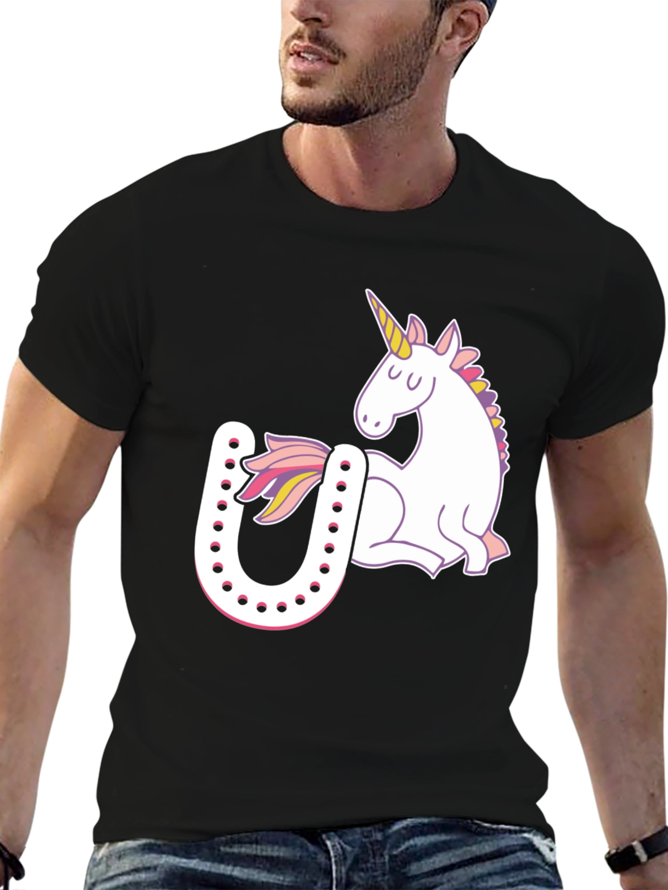 Unicorn Horseshoe Graphic T-Shirt