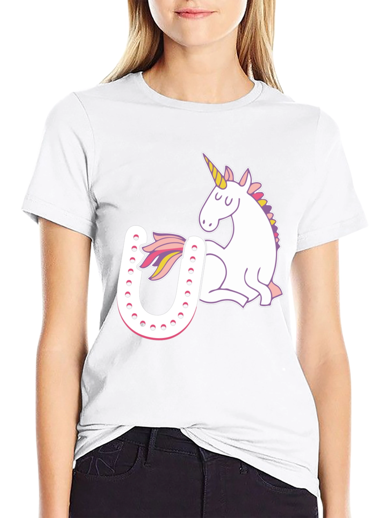 Unicorn Horseshoe Graphic T-Shirt