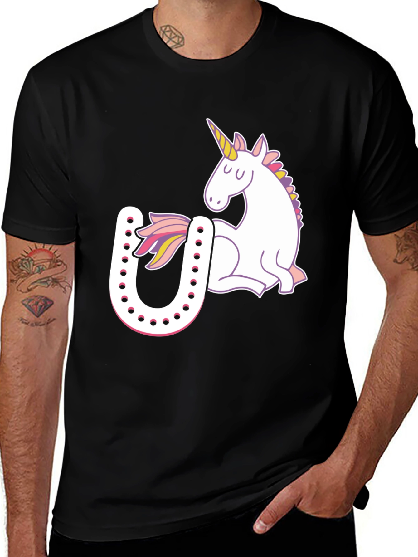 Unicorn Horseshoe Graphic T-Shirt