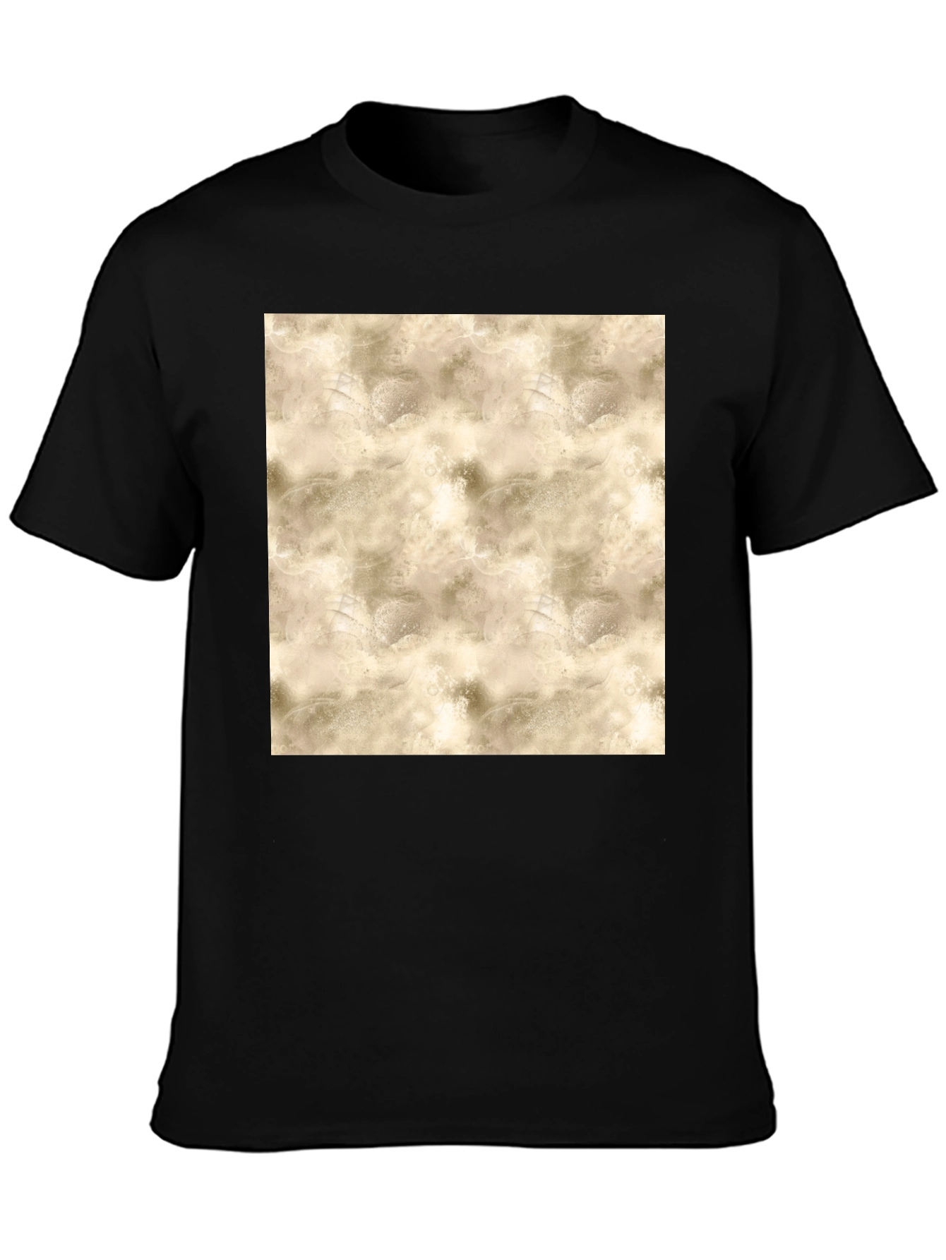 Textured Print Black Crew Neck Tee