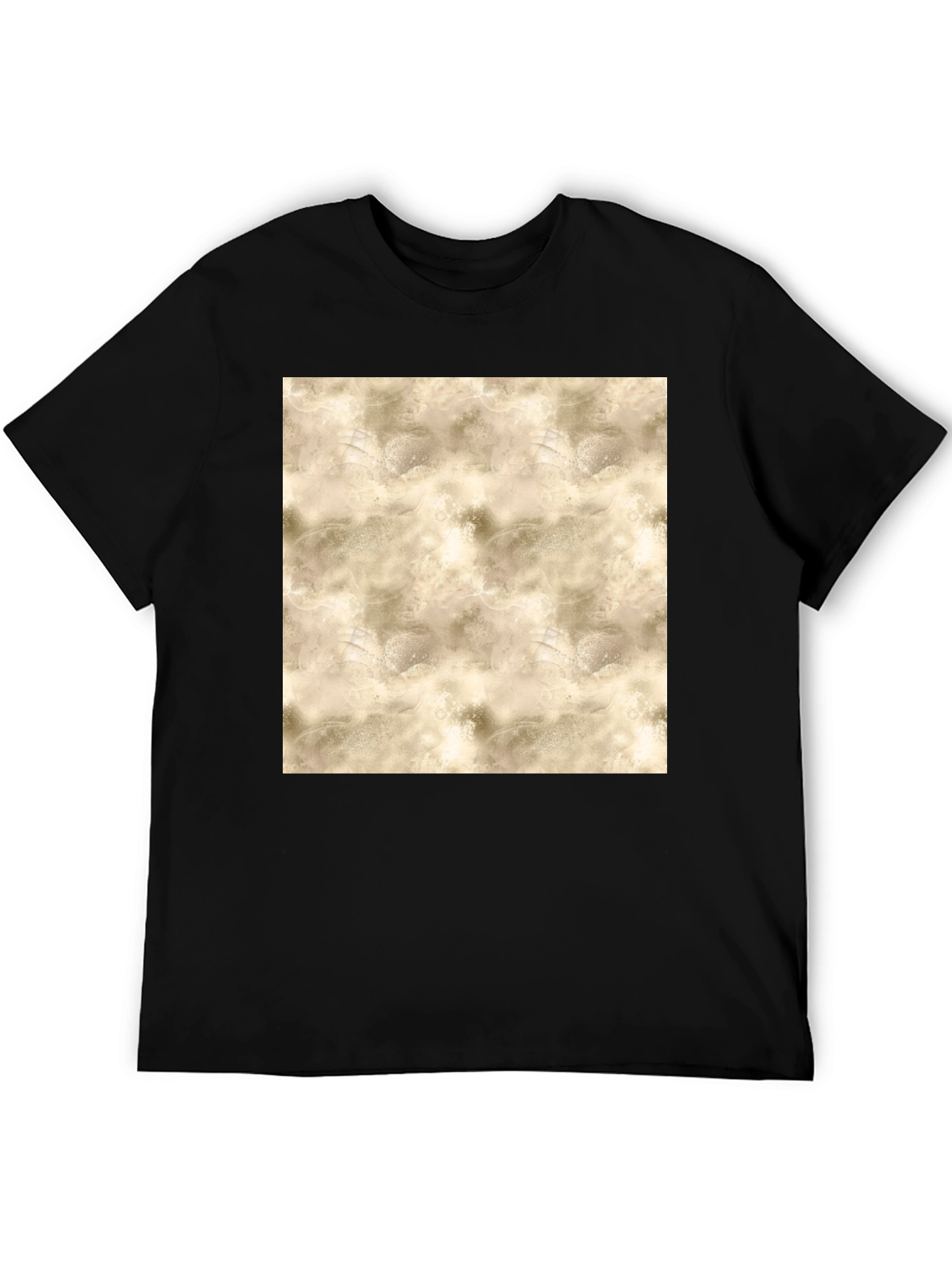 Textured Print Black Crew Neck Tee