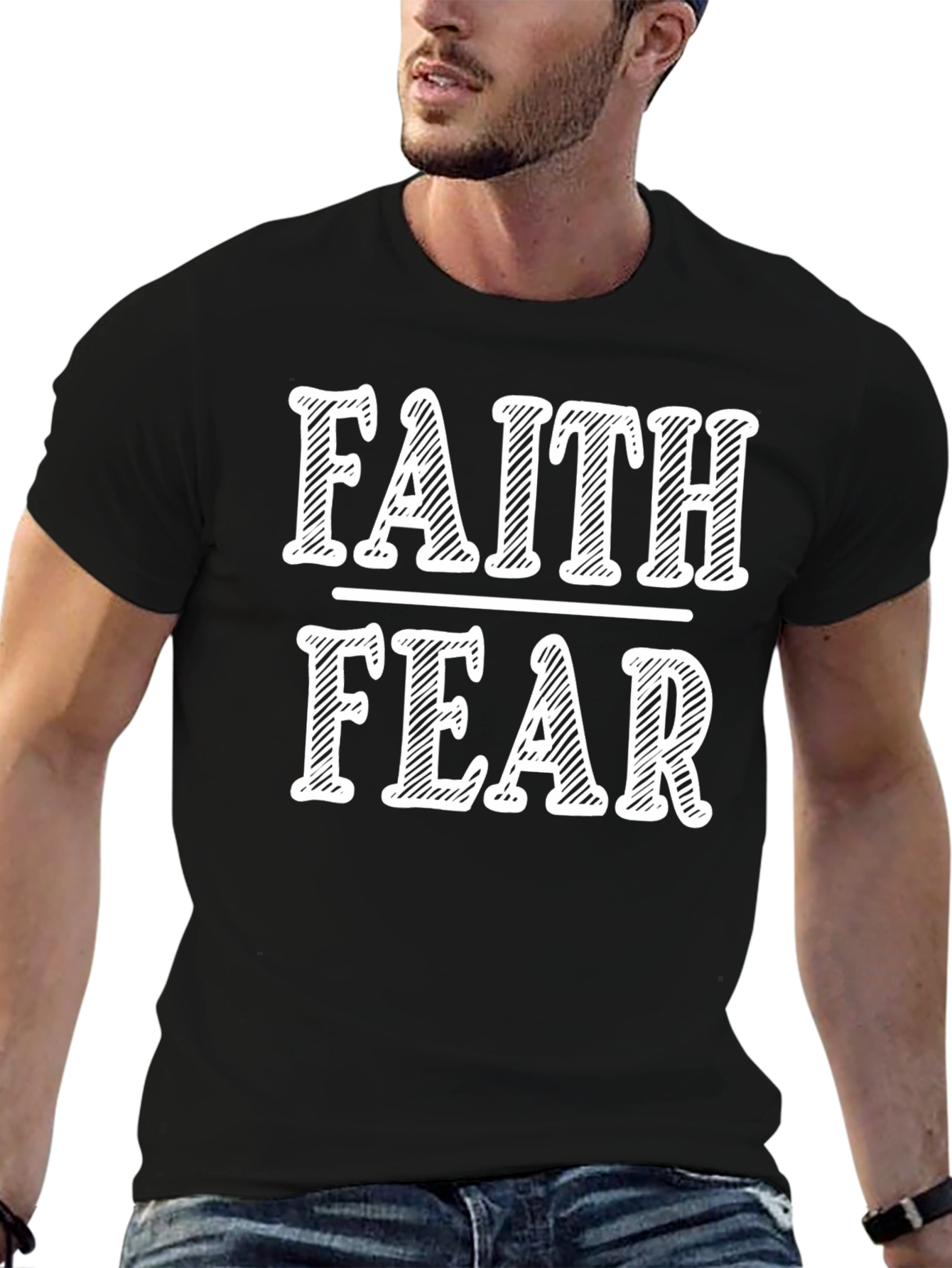 Faith Over Fear Graphic Tee - Soft Black T-Shirt
