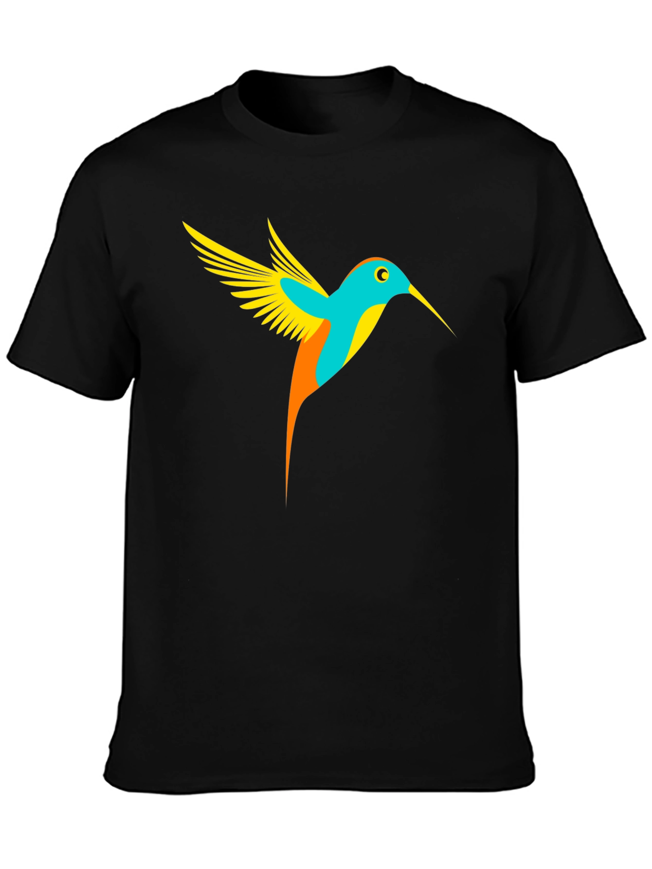 Hummingbird Graphic Tee - Black Casual T-Shirt