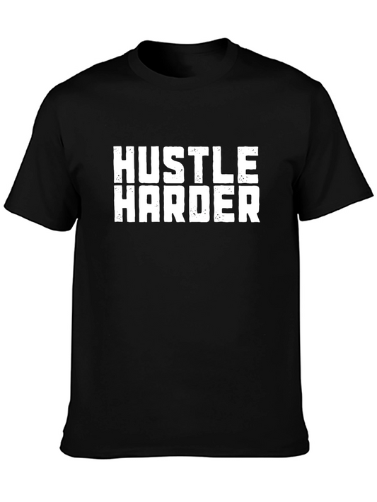 Hustle Harder Graphic Print Black T-Shirt