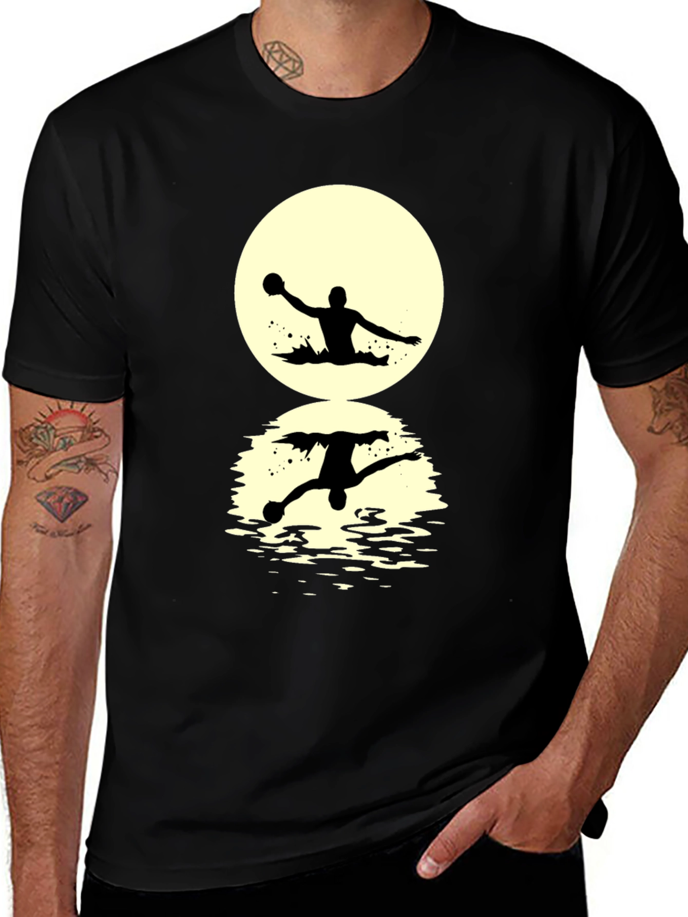 Water Polo Silhouette T-Shirt - Unique Reflection Design