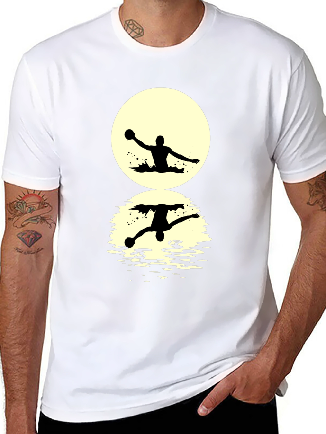 Water Polo Silhouette T-Shirt - Unique Reflection Design