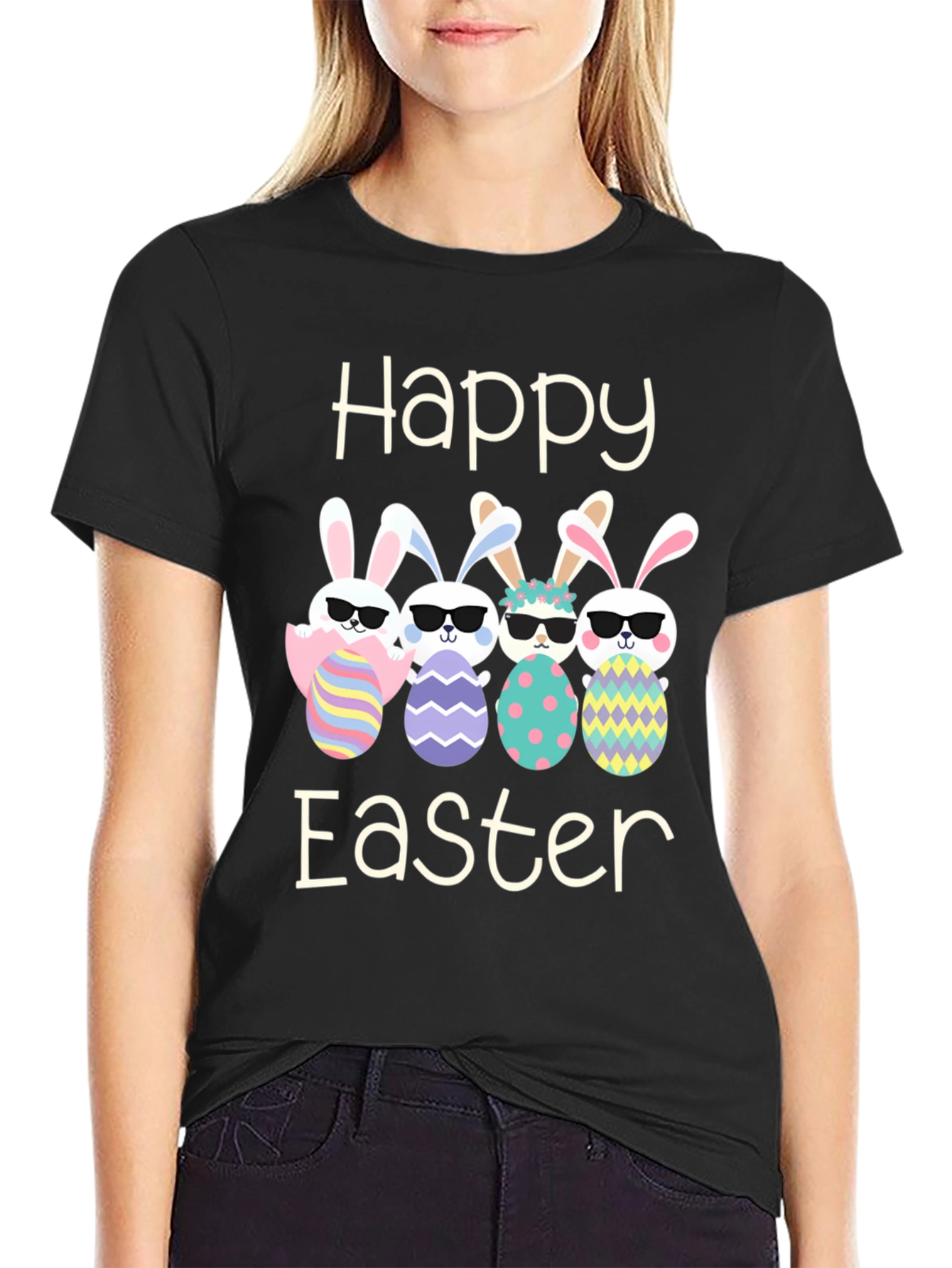 Happy Easter Bunnies with Sunglasses T-Shirt