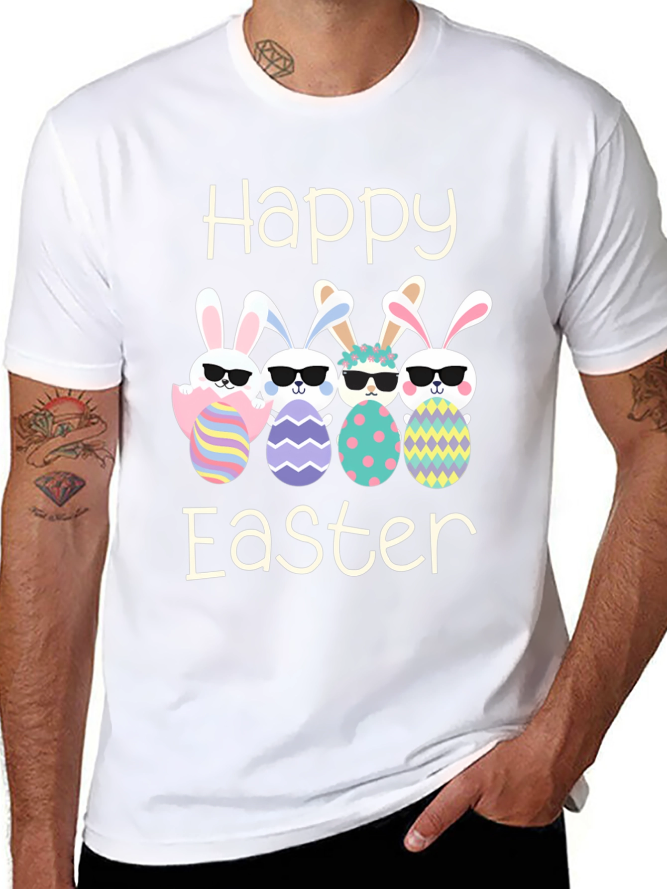 Happy Easter Bunnies with Sunglasses T-Shirt
