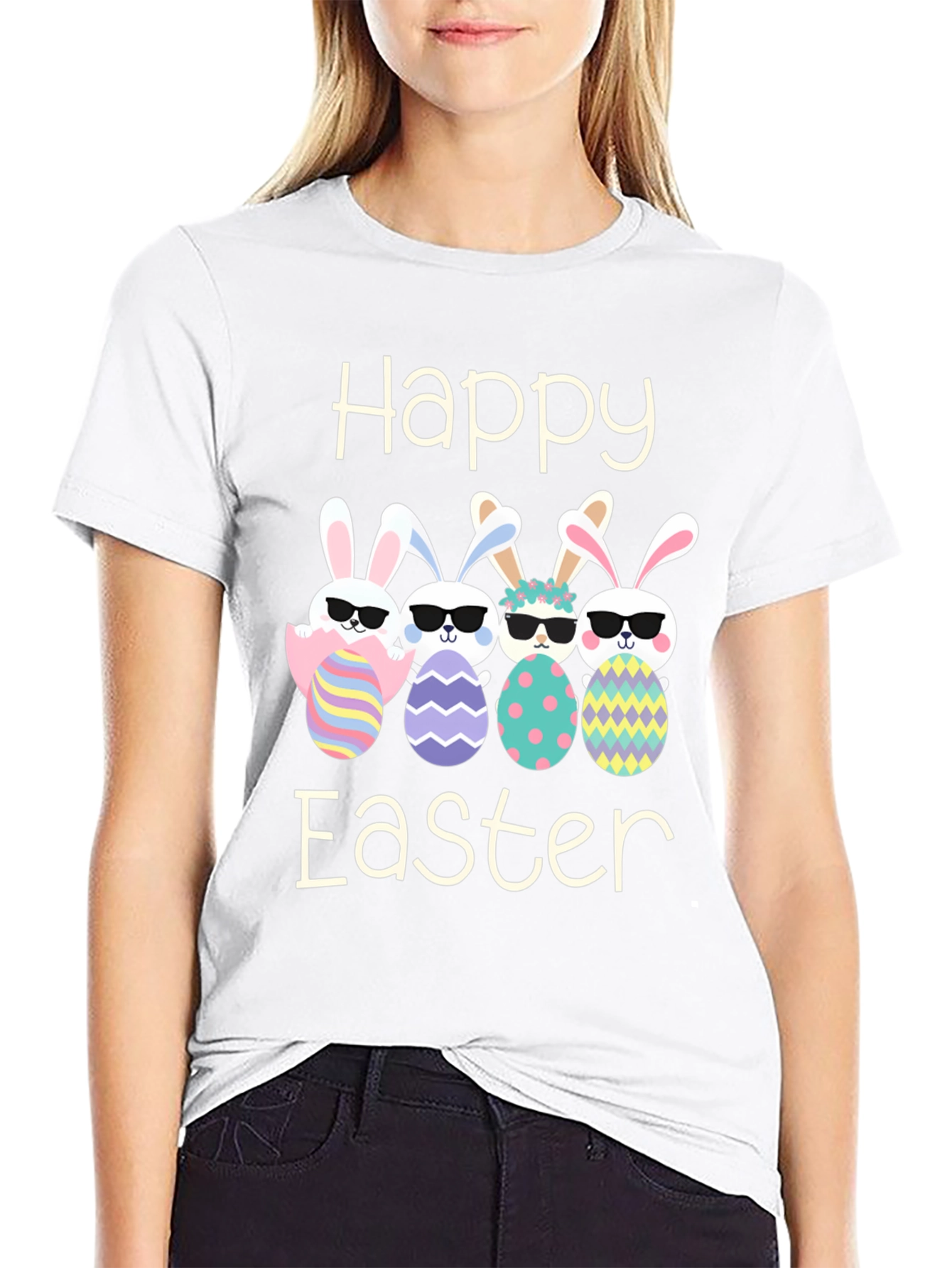 Happy Easter Bunnies with Sunglasses T-Shirt