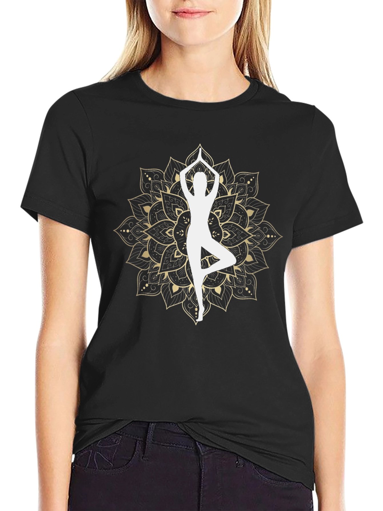 Yoga Mandala Graphic T-Shirt - Black