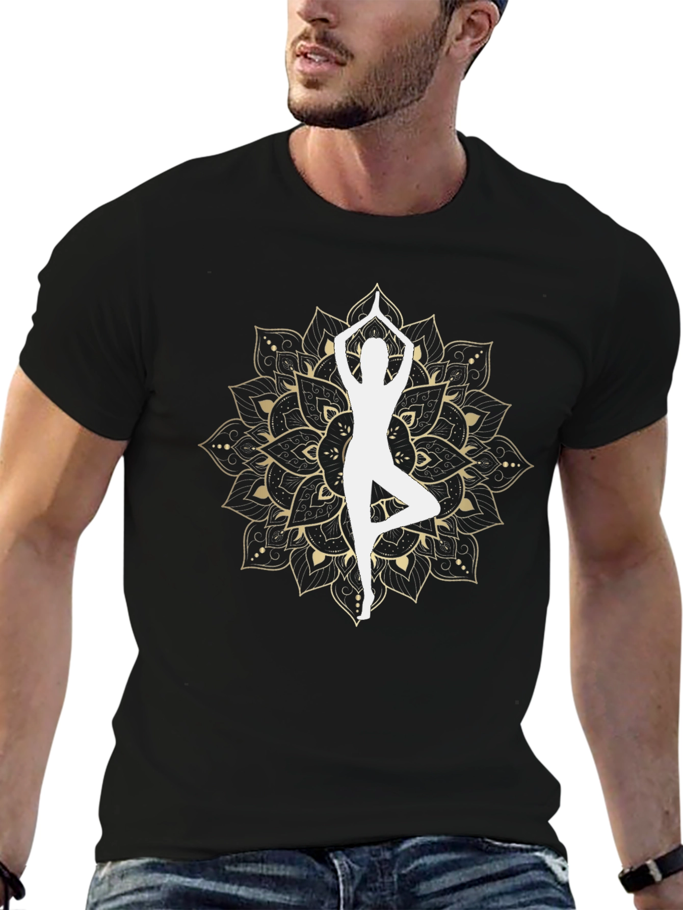 Yoga Mandala Graphic T-Shirt - Black