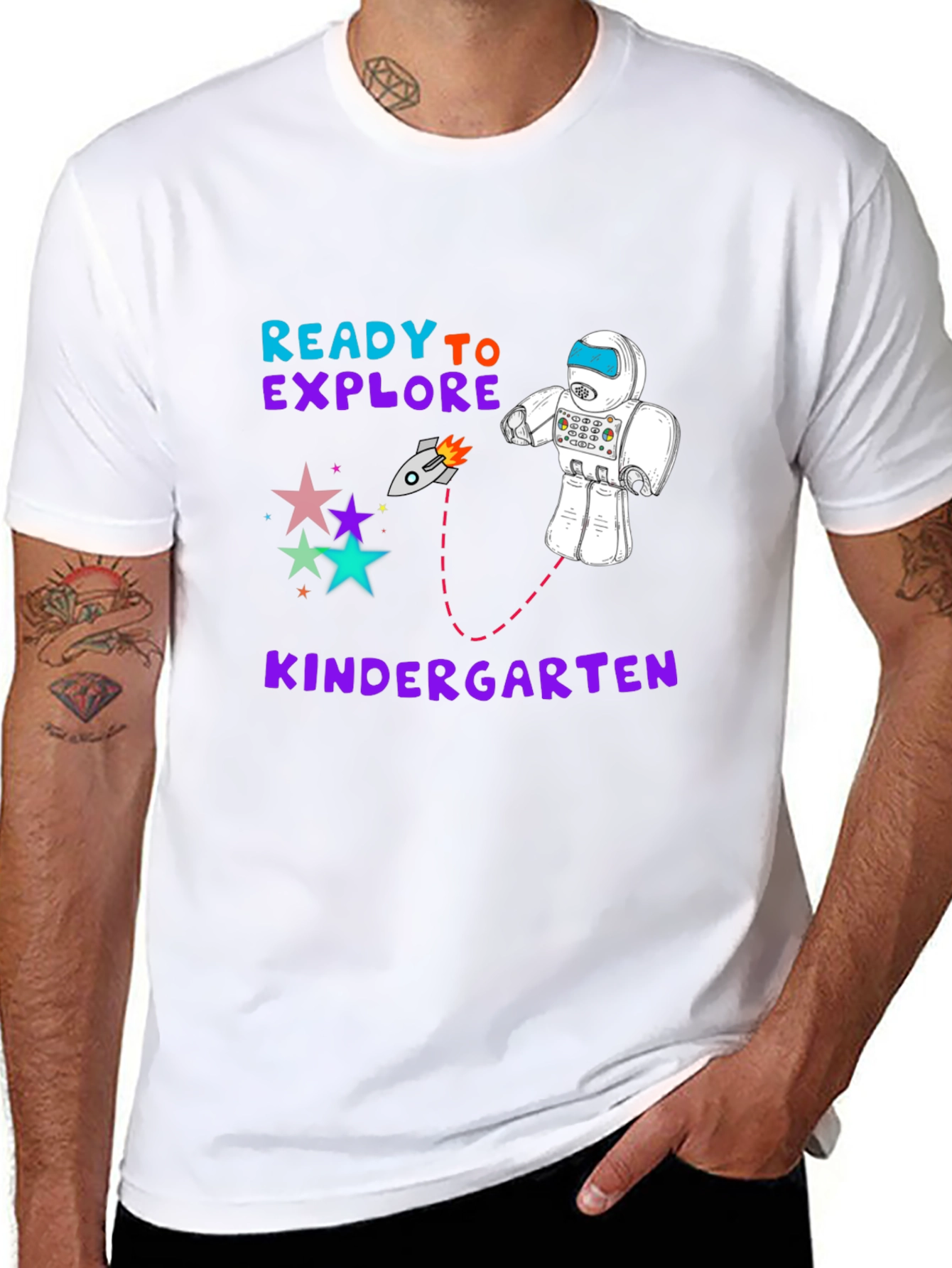 Ready to Explore Kindergarten T-Shirt Robot Stars