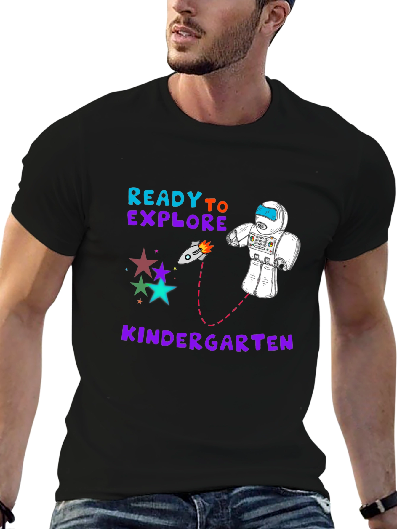 Ready to Explore Kindergarten T-Shirt Robot Stars