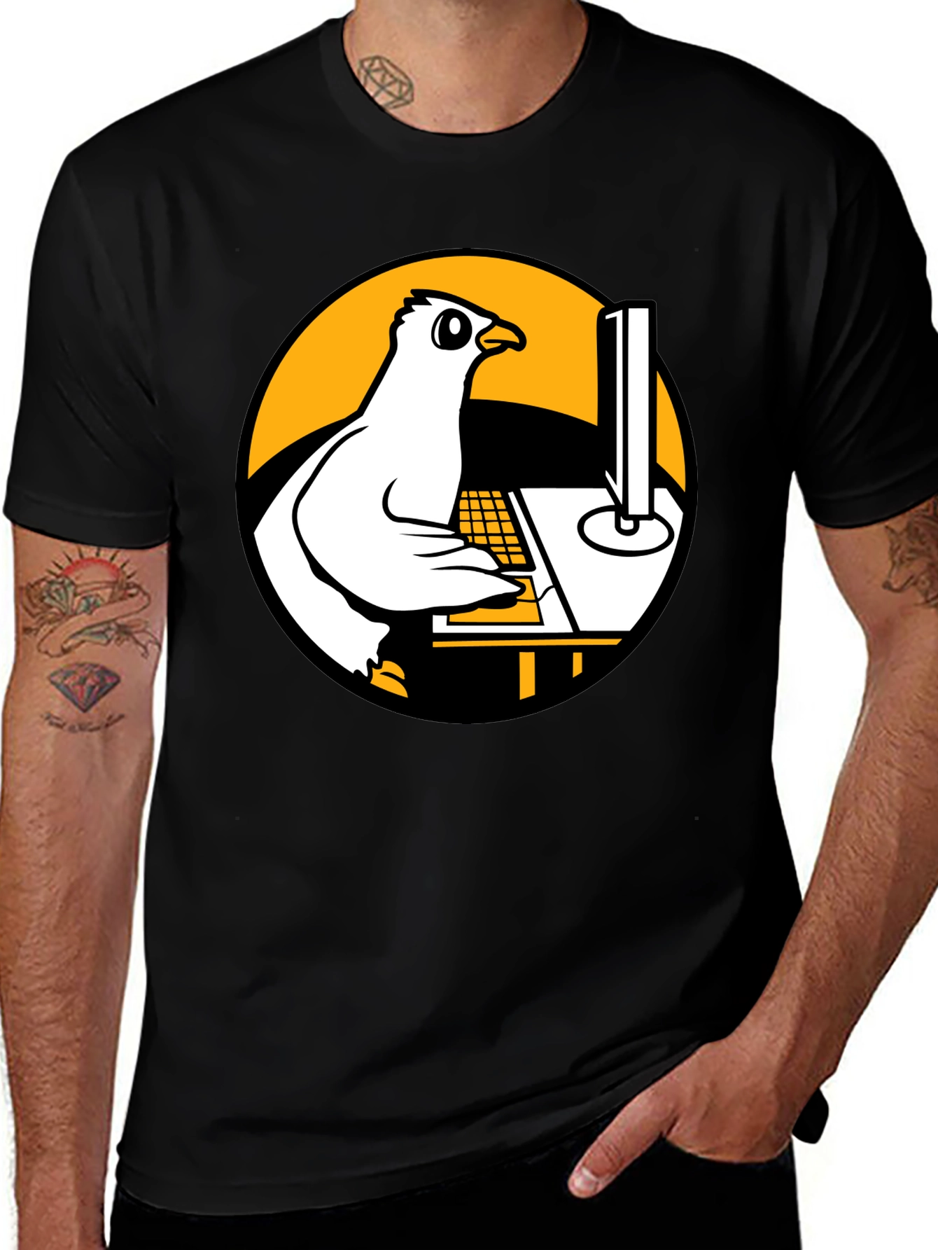 Funny Pigeon Programmer Graphic T-Shirt