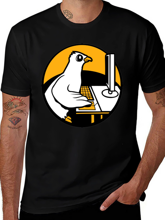 Funny Pigeon Programmer Graphic T-Shirt