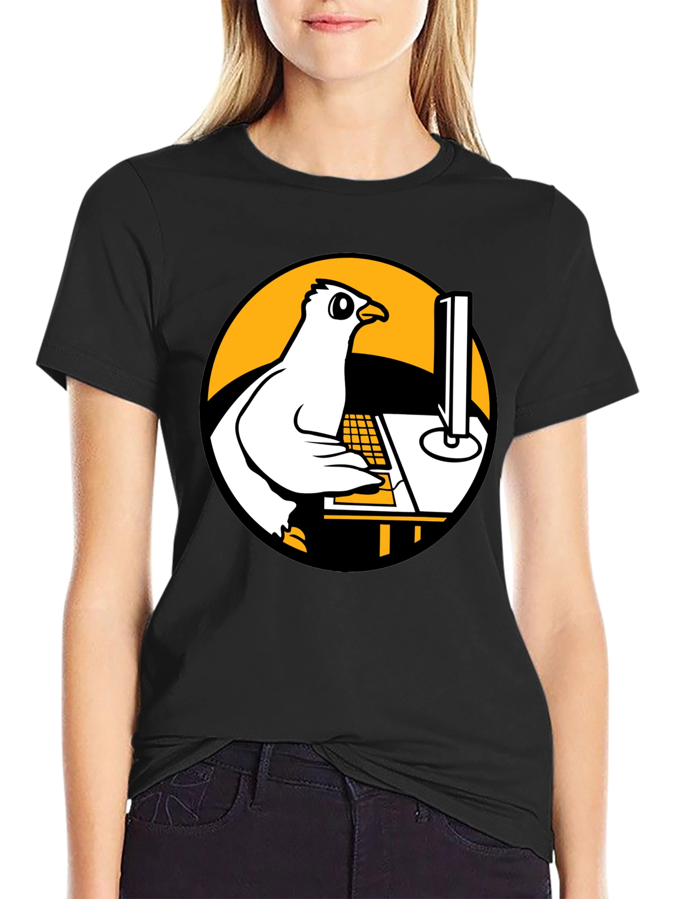 Funny Pigeon Programmer Graphic T-Shirt
