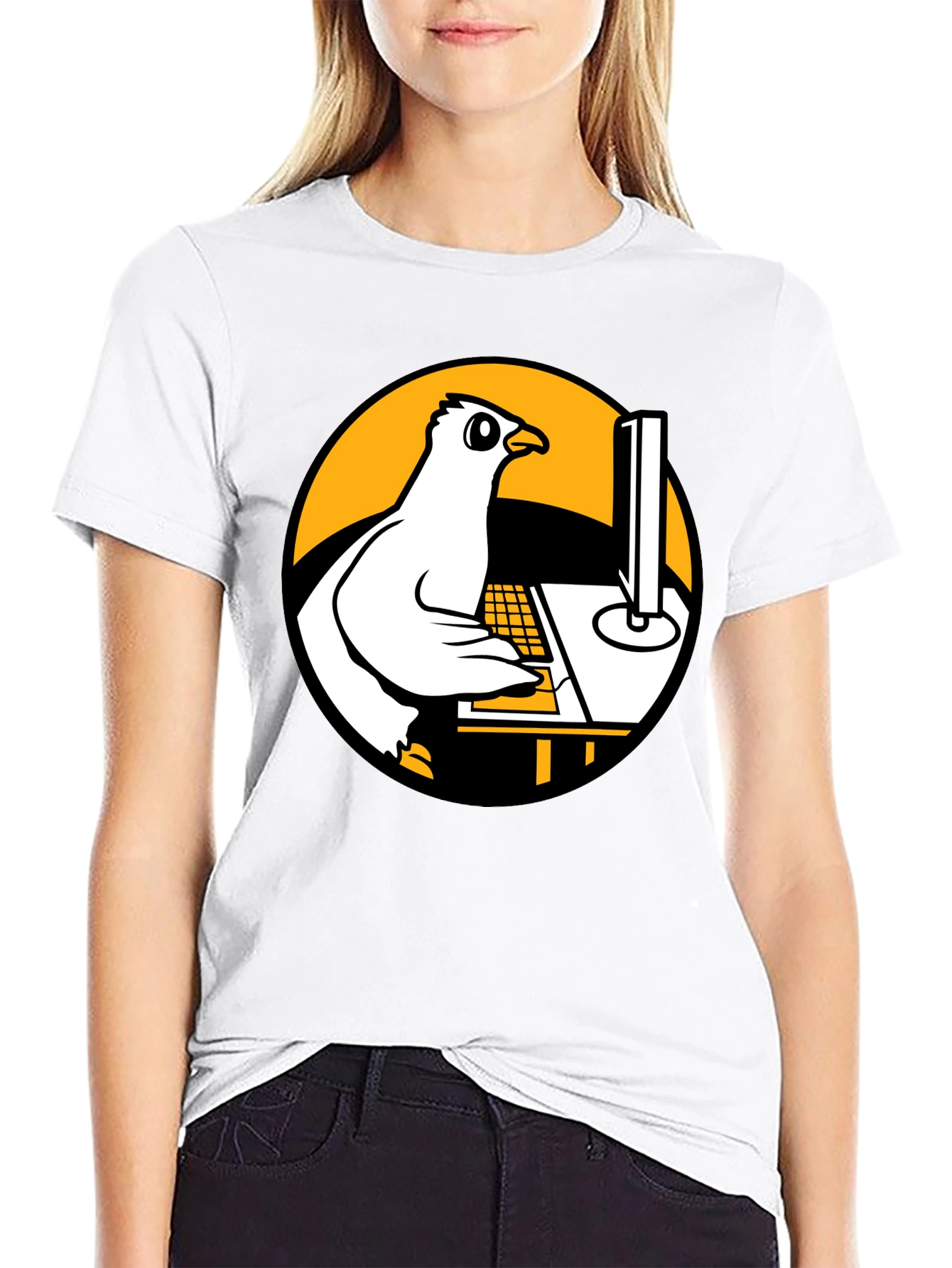 Funny Pigeon Programmer Graphic T-Shirt