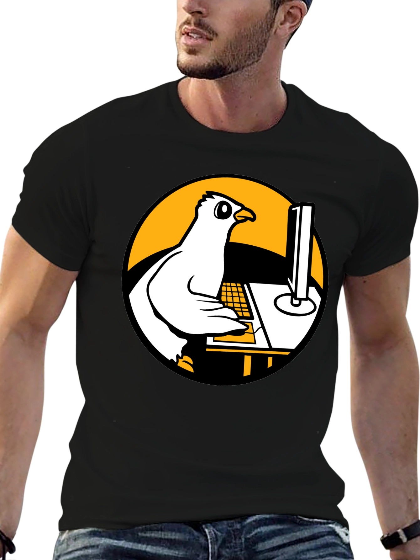 Funny Pigeon Programmer Graphic T-Shirt