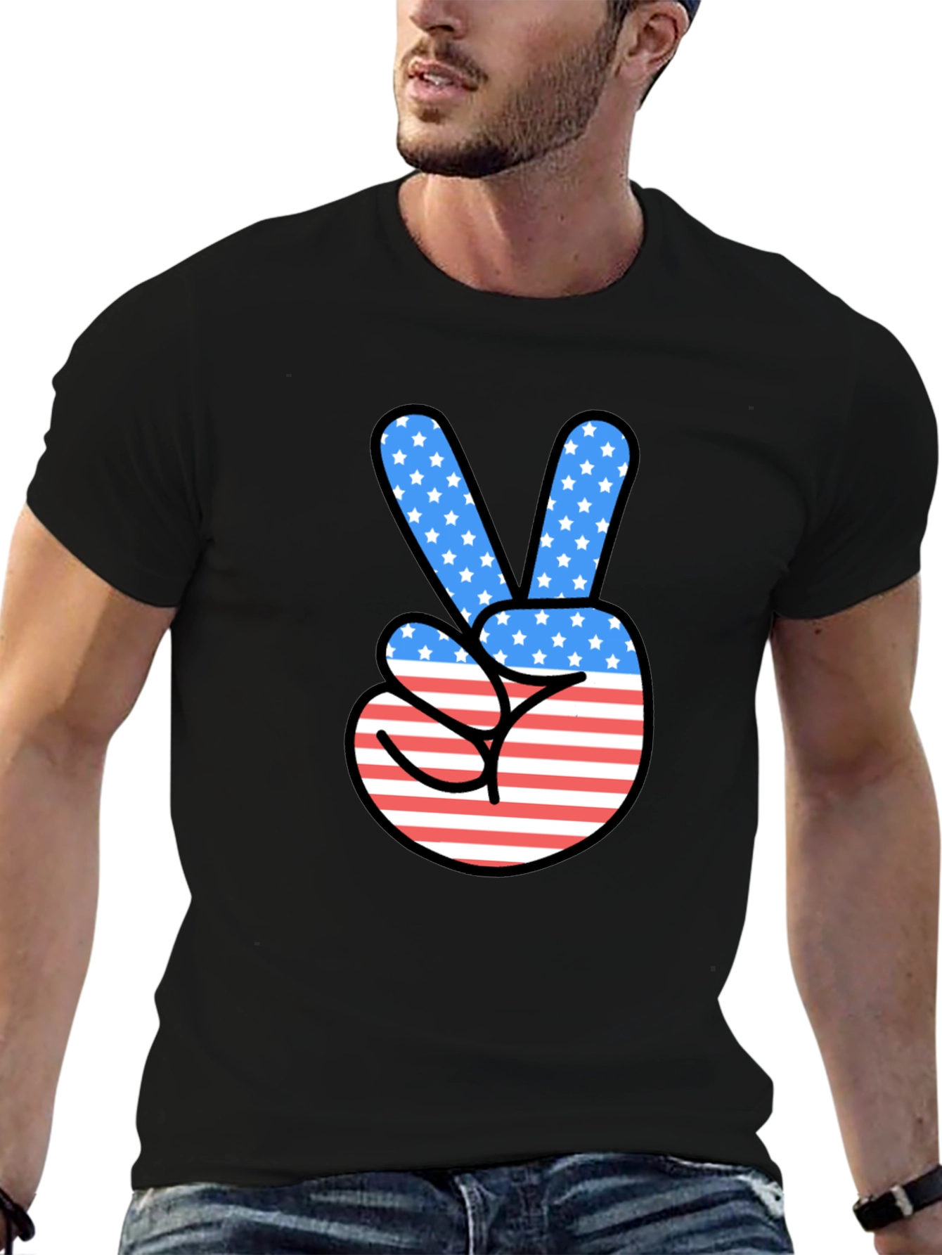 Patriotic Peace Sign Graphic T-Shirt
