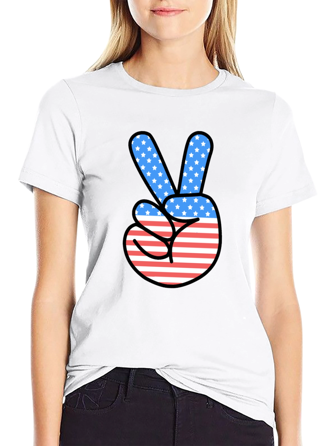 Patriotic Peace Sign Graphic T-Shirt
