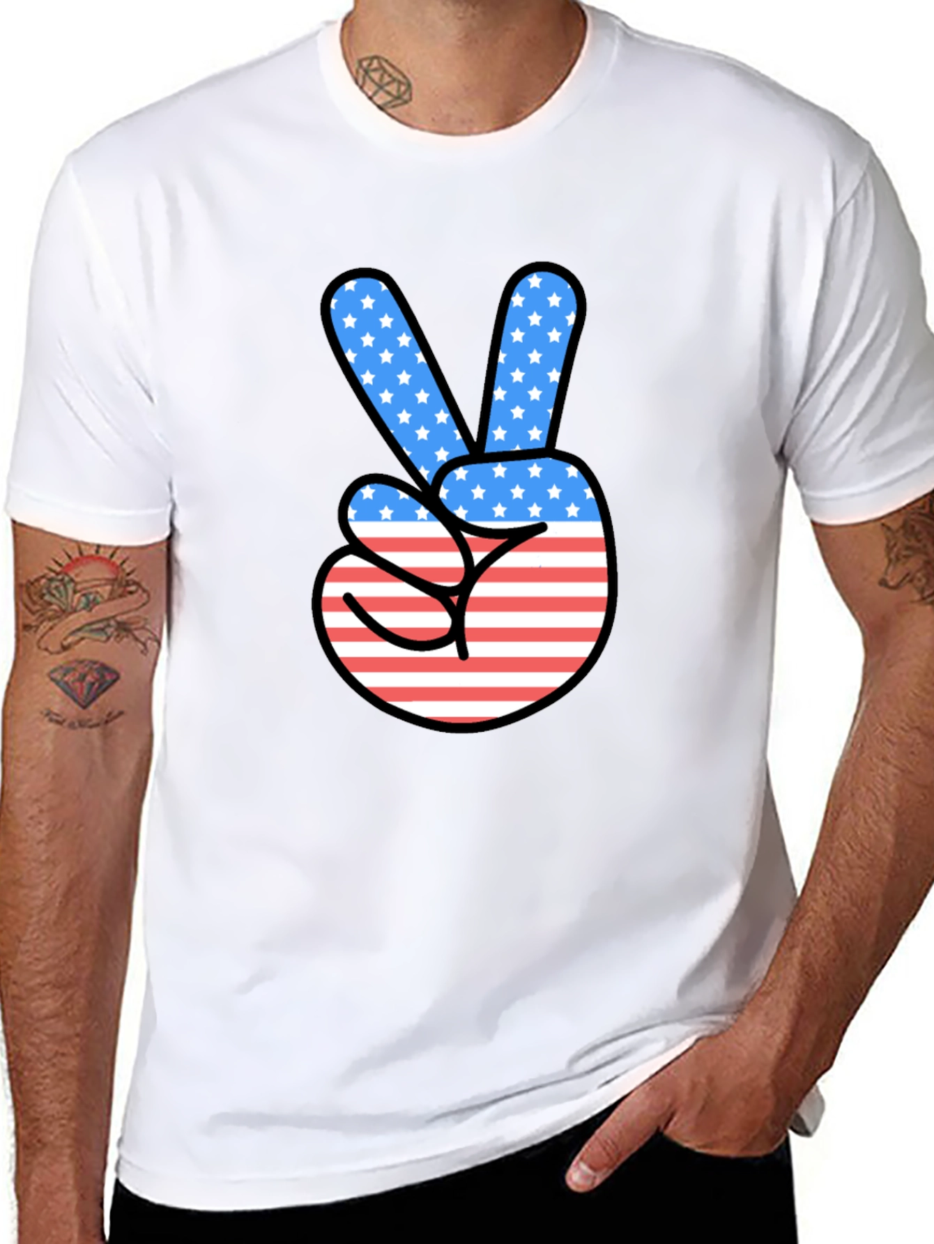 Patriotic Peace Sign Graphic T-Shirt