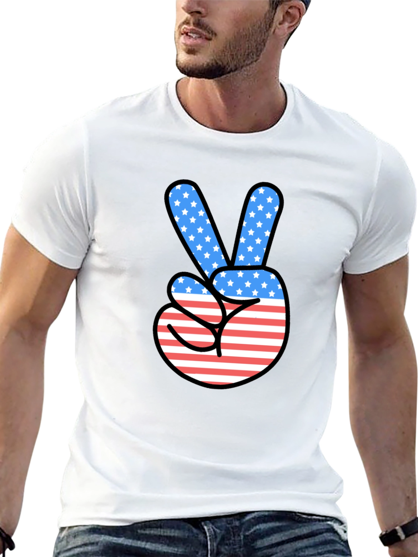 Patriotic Peace Sign Graphic T-Shirt