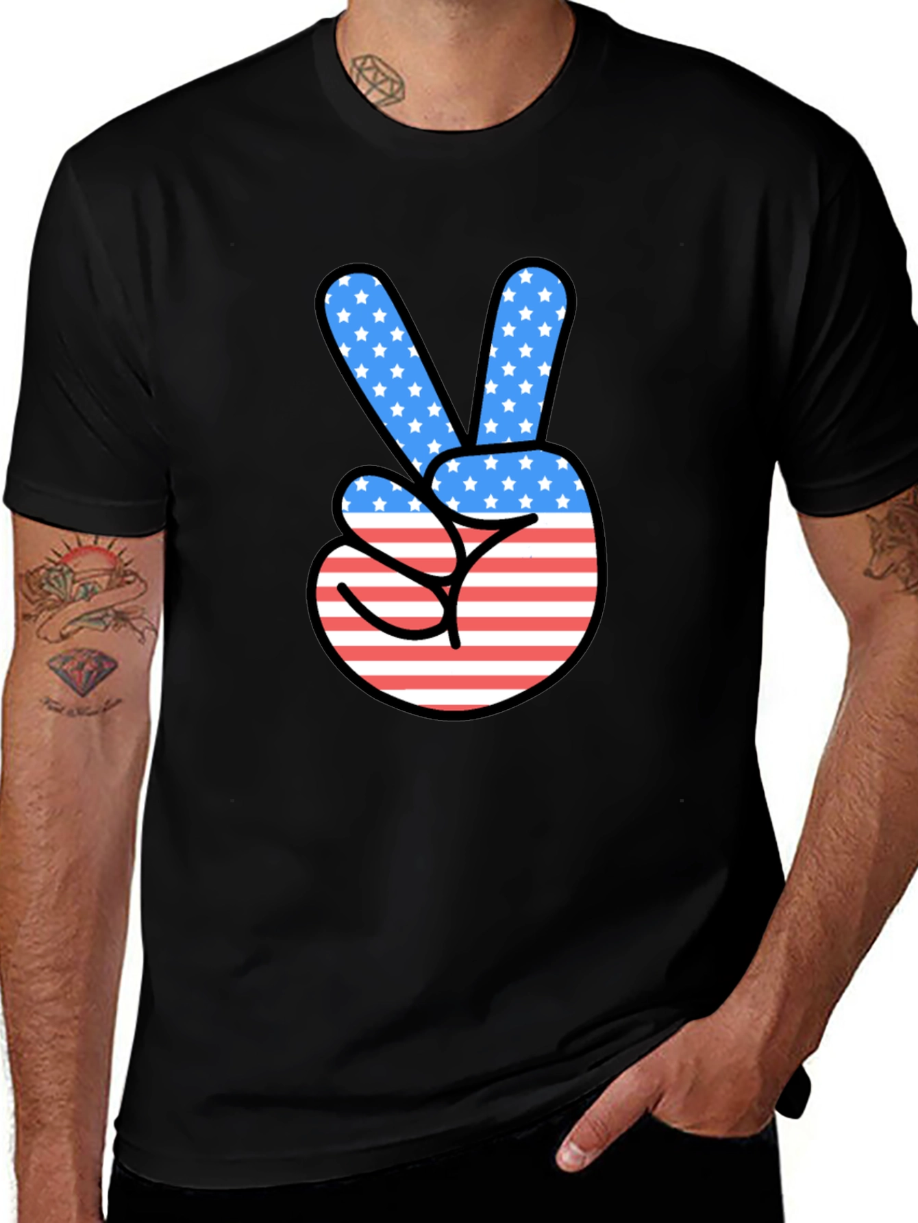 Patriotic Peace Sign Graphic T-Shirt