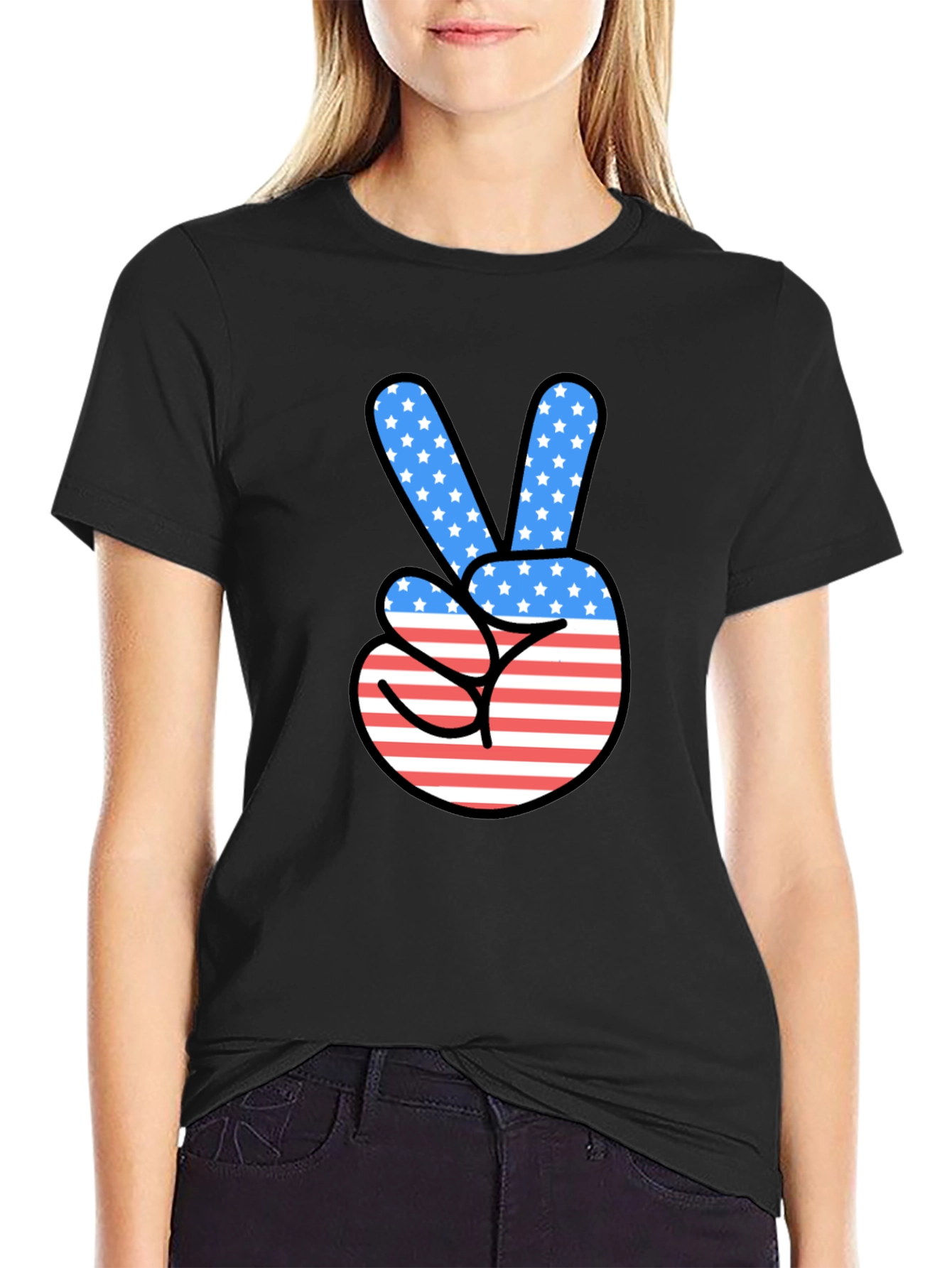Patriotic Peace Sign Graphic T-Shirt