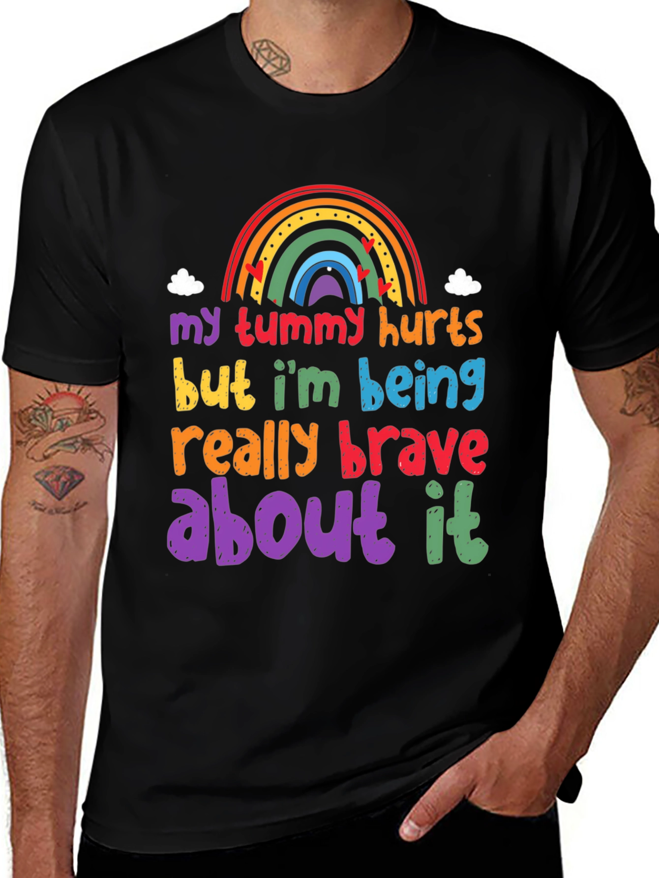 My Tummy Hurts Brave Rainbow Graphic Tee