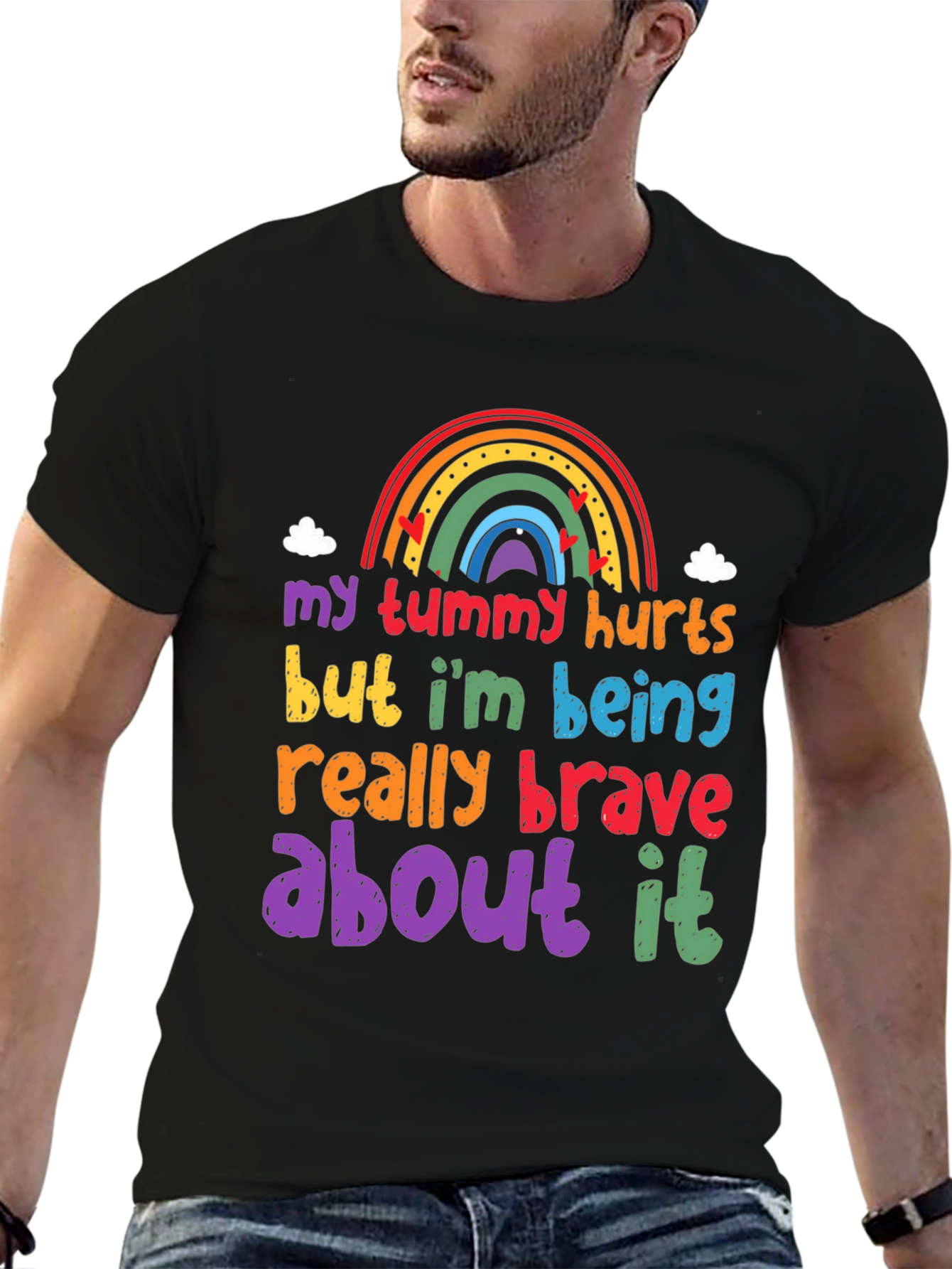 My Tummy Hurts Brave Rainbow Graphic Tee