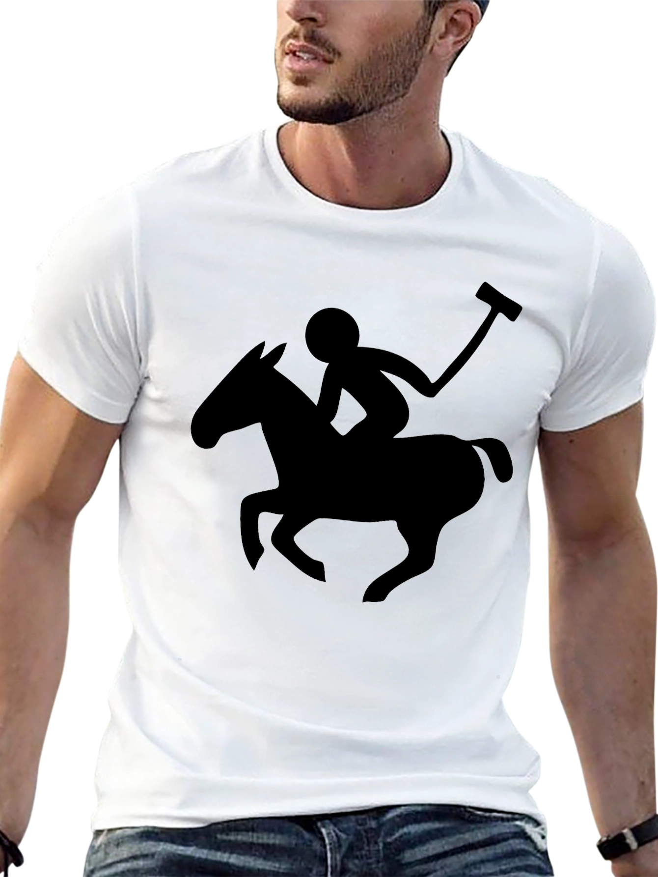 Mens Polo Player Graphic Tee - Black