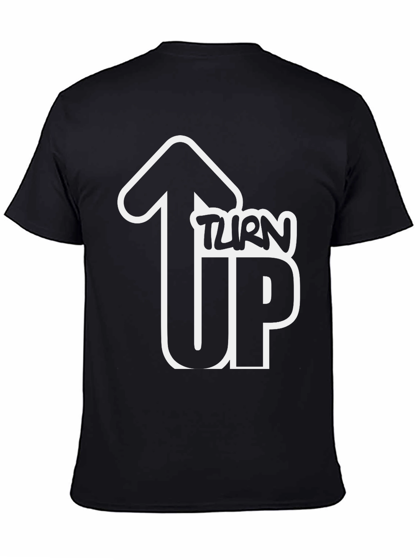 Turn Up Graphic T-Shirt - Black Crew Neck Tee