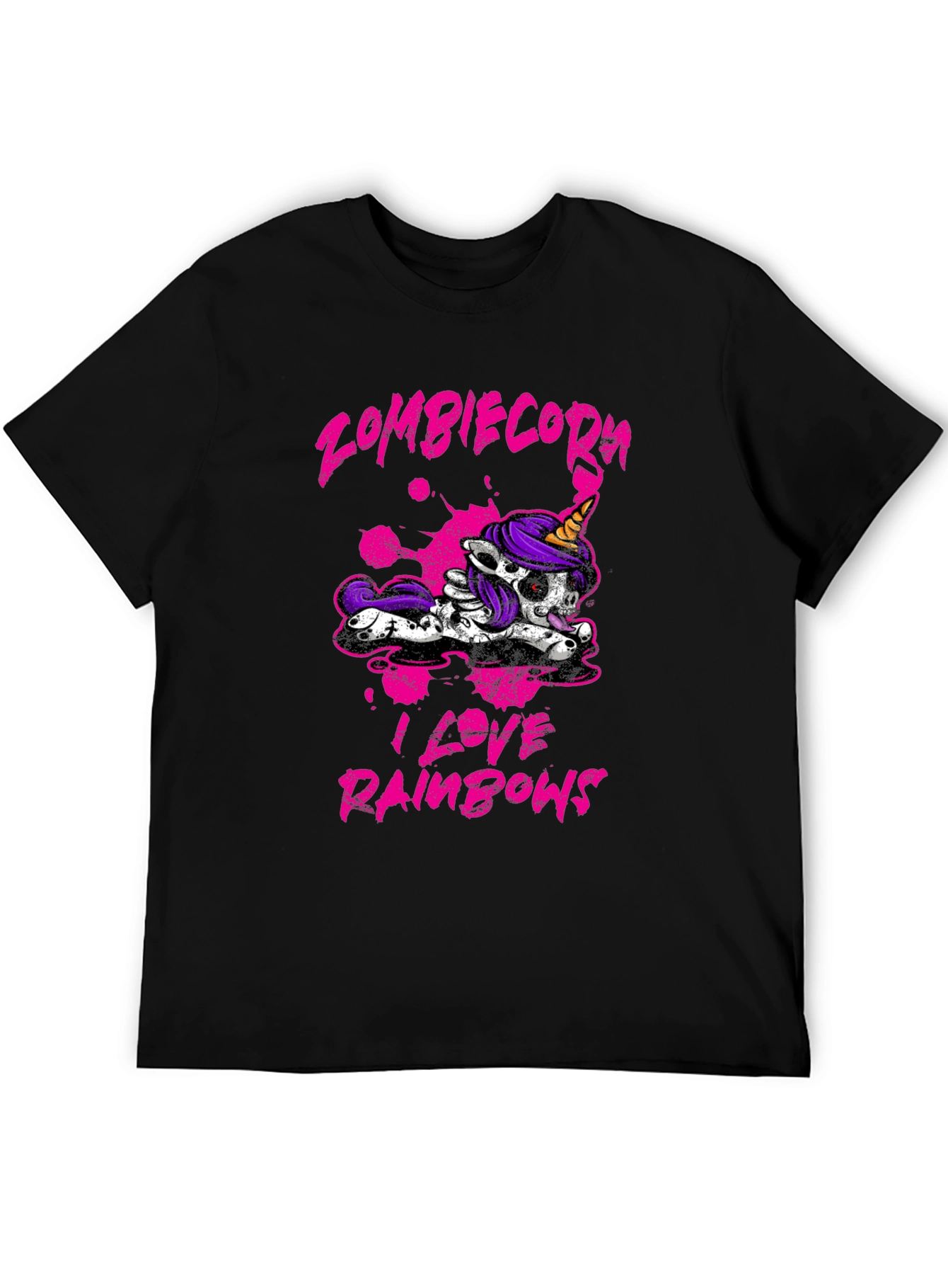 Zombiecorn I Love Rainbows Black T-Shirt