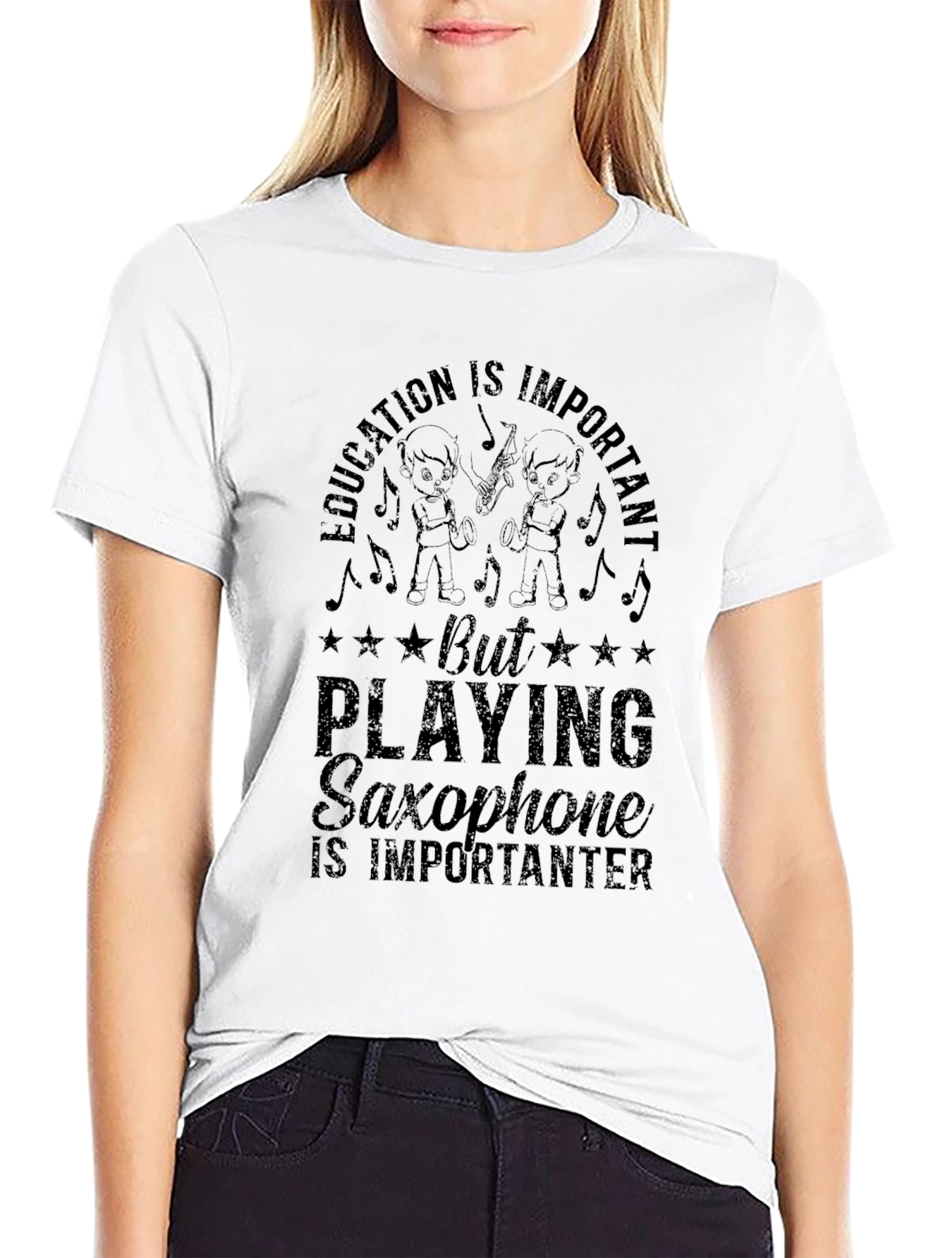Saxophone is Importanter Black T-Shirt