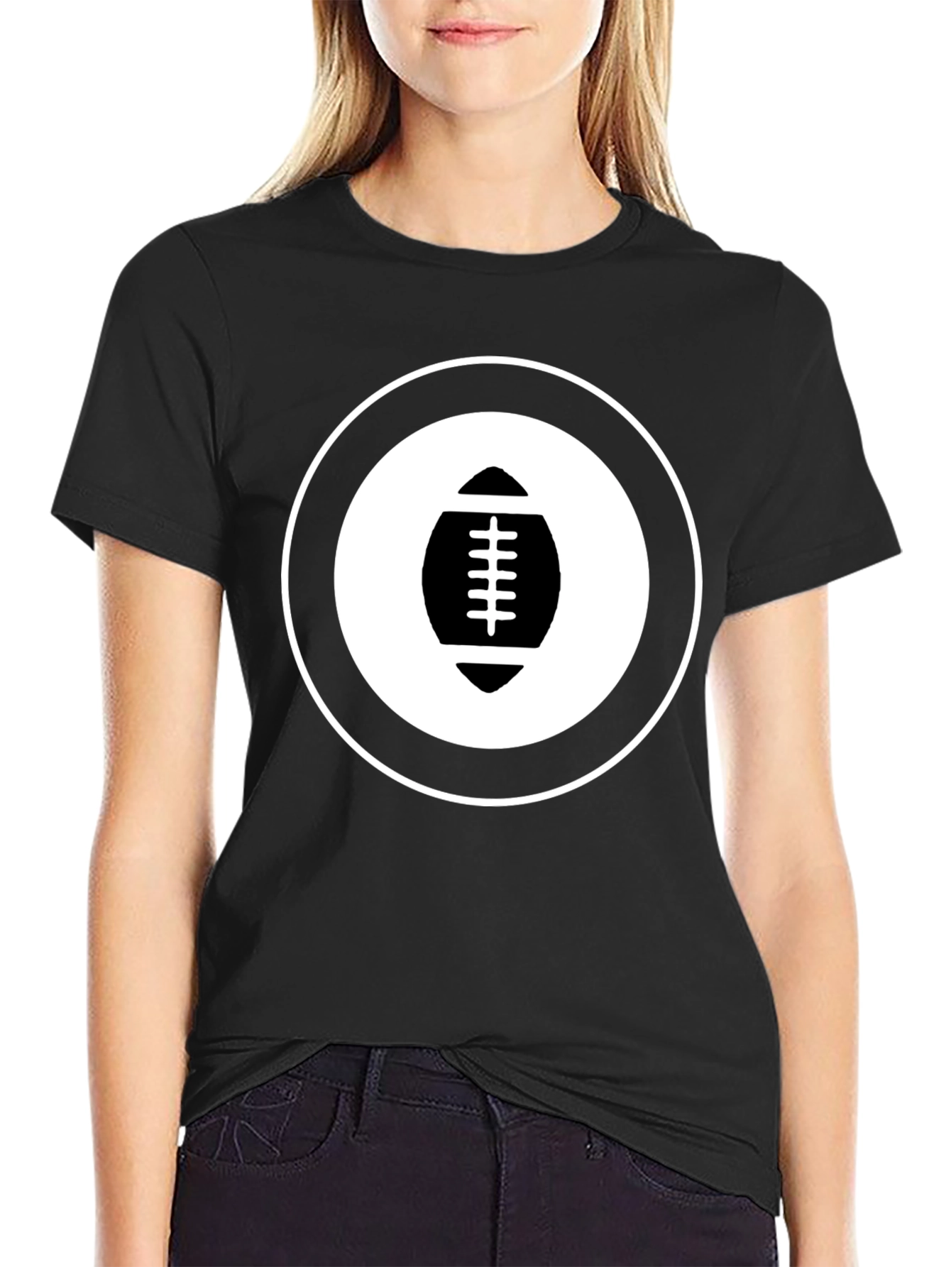 Football Graphic Tee - Black Cotton Casual Shirt