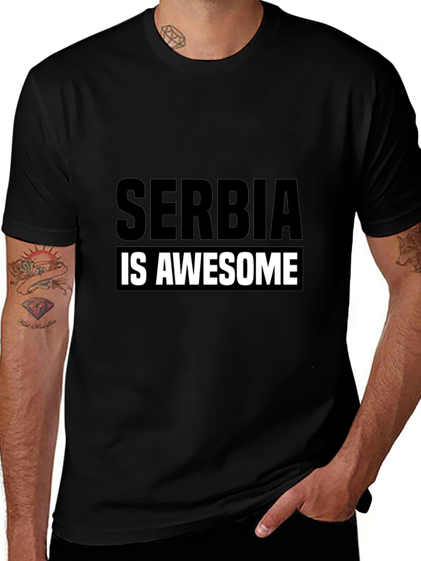 Serbia is Awesome T-Shirt - Black Graphic Tee