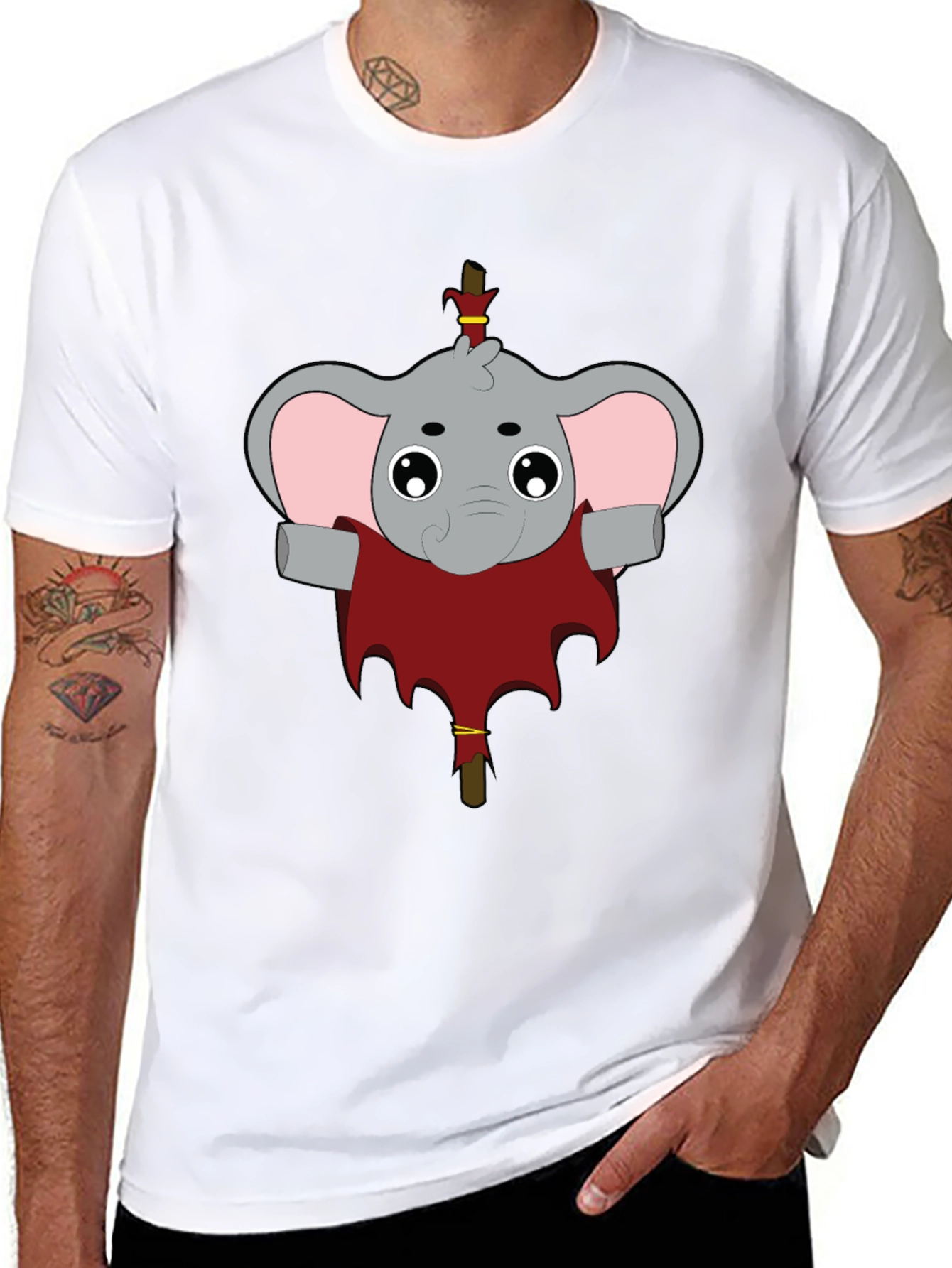 Elephant Character Graphic T-Shirt