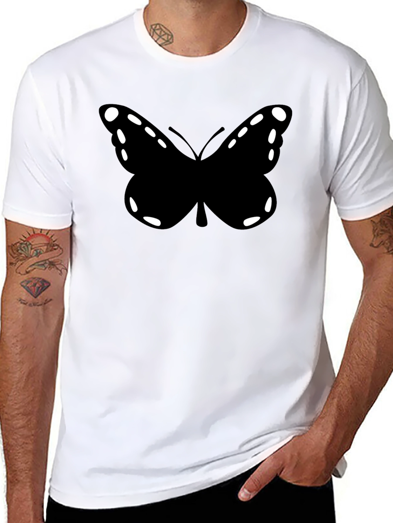 Butterfly Graphic Black Tee Shirt