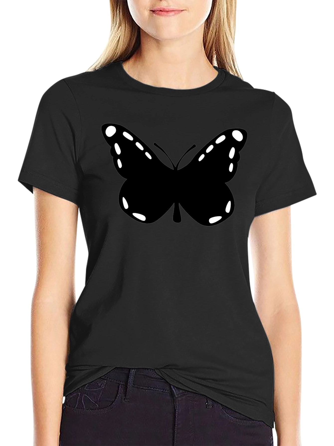 Butterfly Graphic Black Tee Shirt