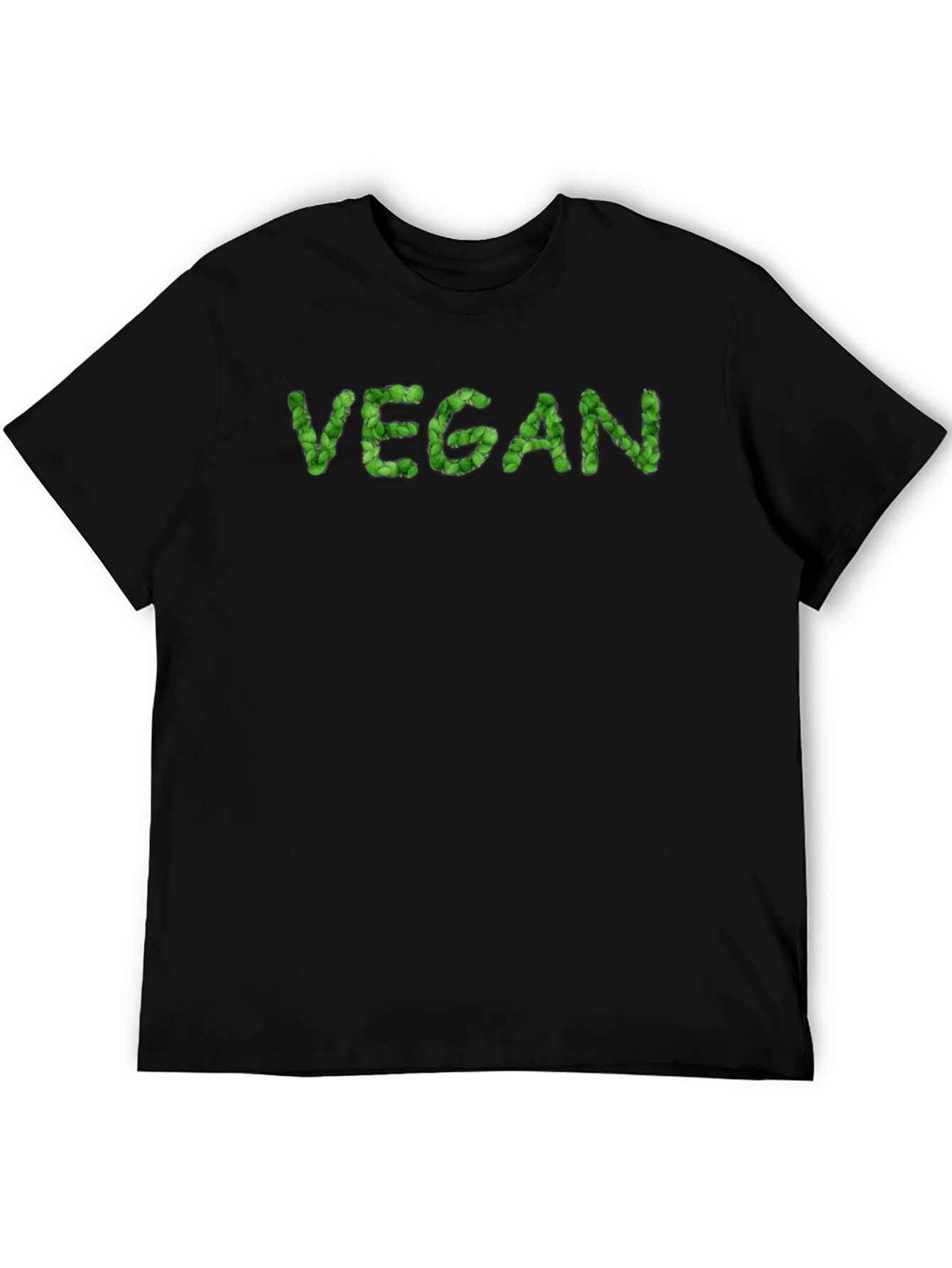 Vegan Leaf Lettering Black T-Shirt