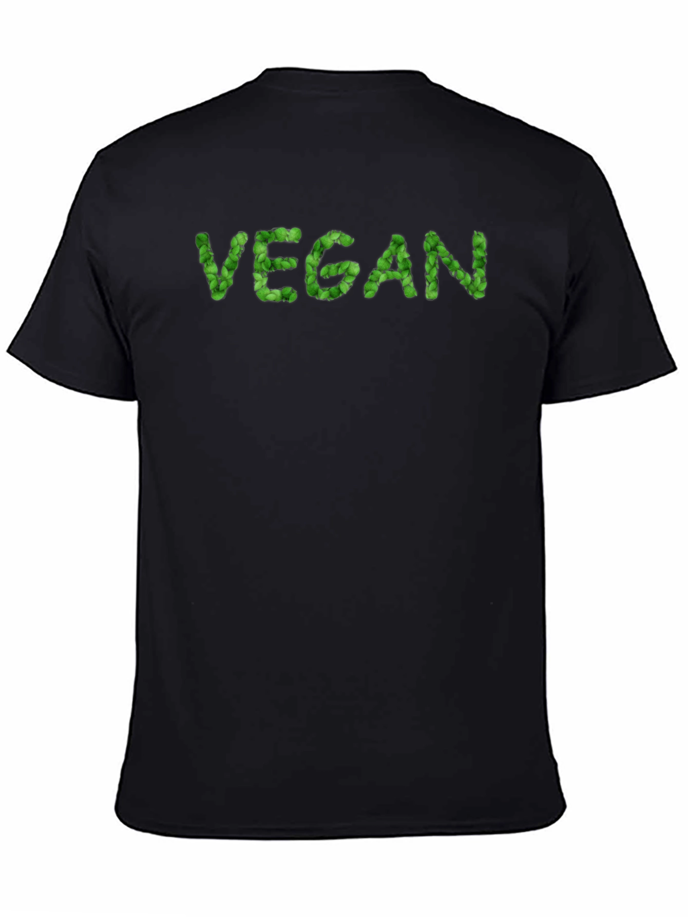 Vegan Leaf Lettering Black T-Shirt