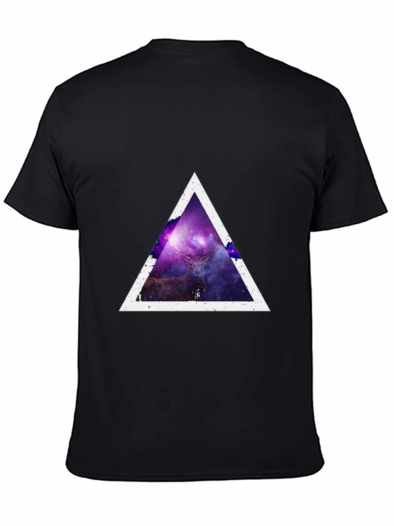Cosmic Deer Triangle Tee - Modern Graphic Print T-Shirt