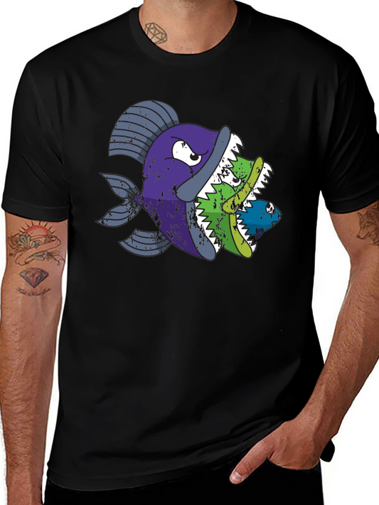 Funny Fish Eats Fish Graphic T-Shirt