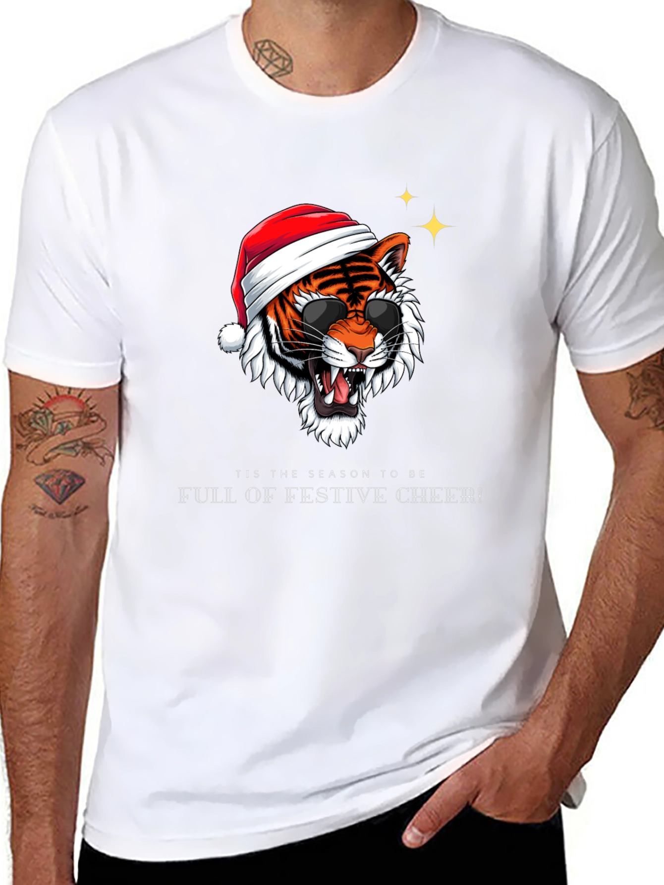 Festive Tiger Christmas T-Shirt