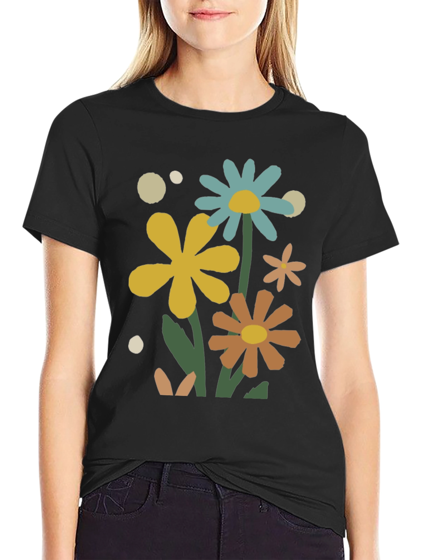 Floral Graphic Print Crew Neck T-Shirt